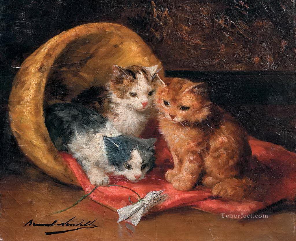 Chatons Alfred Brunel de Neuville Peintures à l'huile